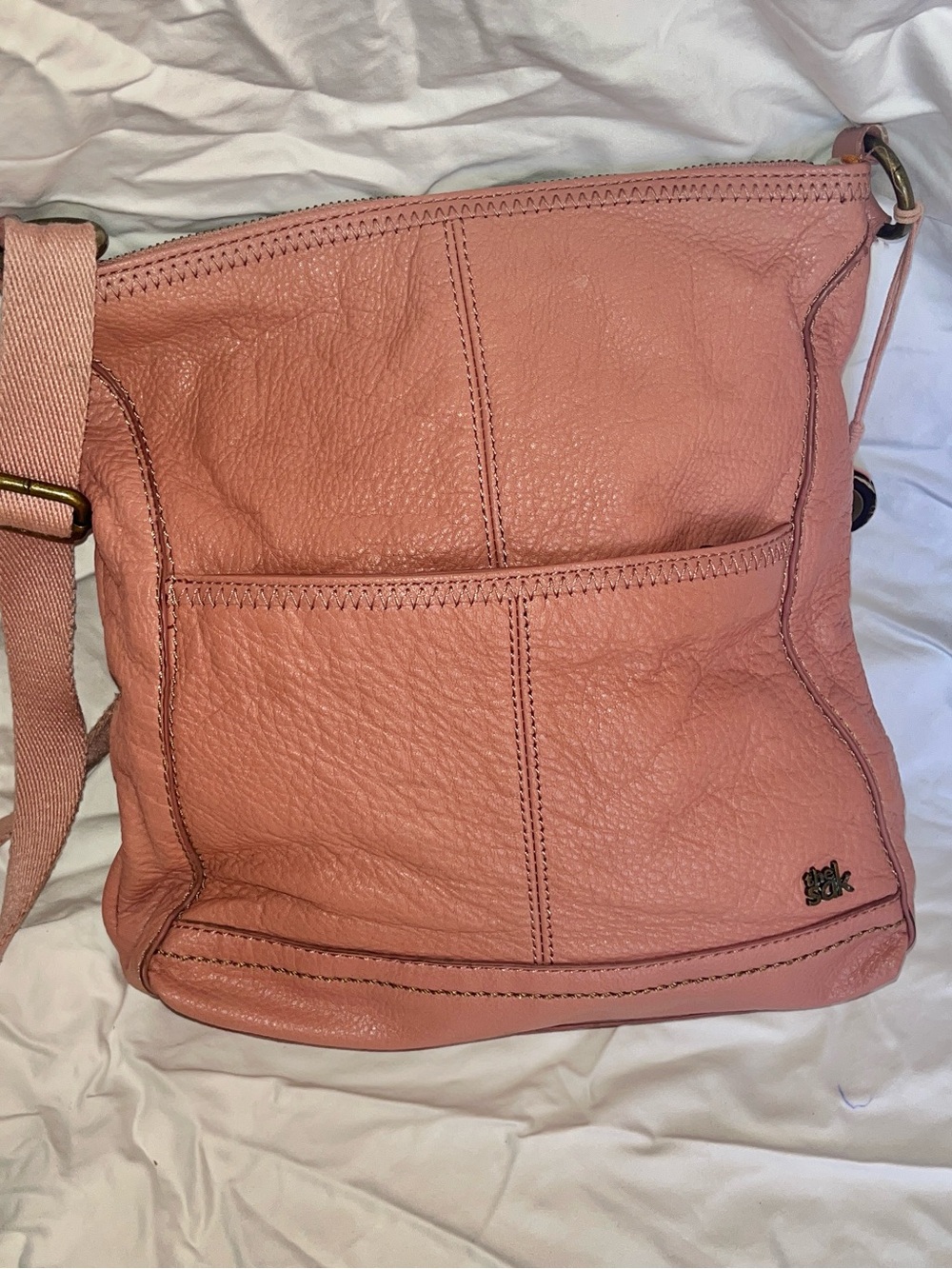 The Sak Peached Pink Pebbled Leather Crossbody Bag